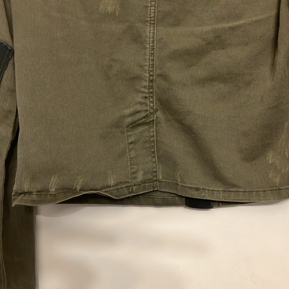 Free people cropped military style distressed jacket women’s olive green XS - Picture 8 of 10